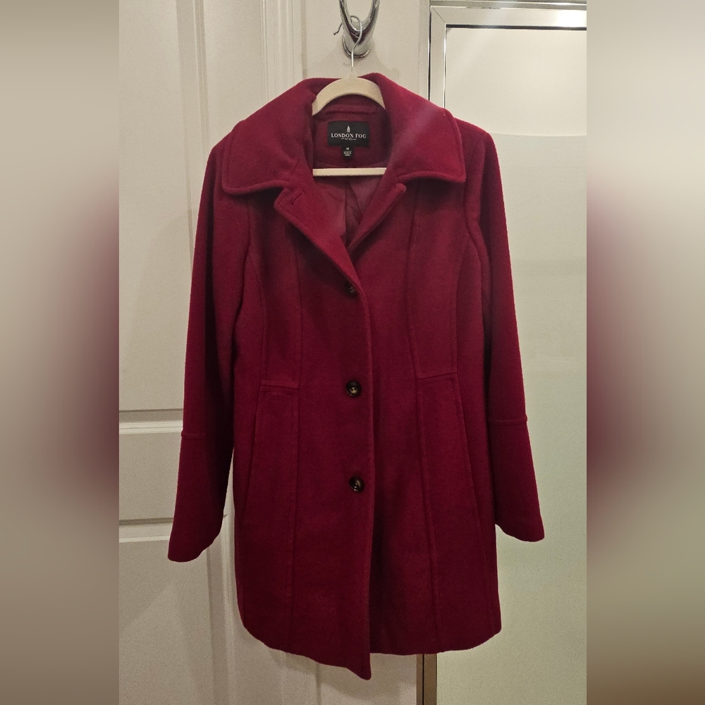 London Fog Women's Burgundy Pea Coat